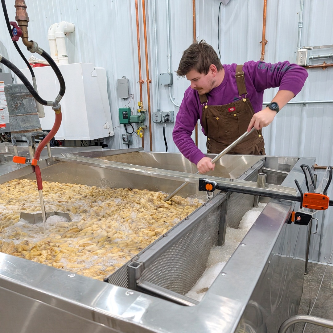 man working on cork cleaning process