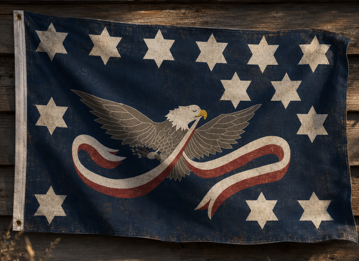 PA Whiskey Flag on a wooden background